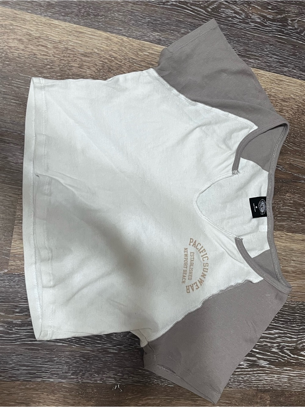 Two-Tone Cream and Taupe Raglan Tee - Pacific Sunwear